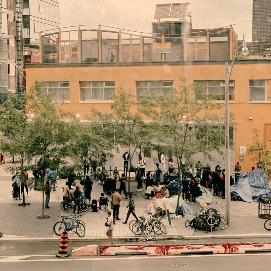 Migrant Crisis Toronto Image of migrants taking refuge on the streets of downtown Toronto